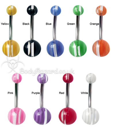 Banded Acrylic Belly Bars Surgical Steel Barbells