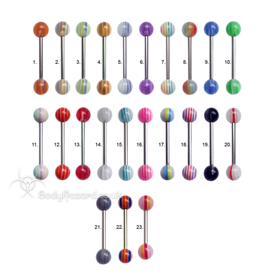 Banded Acrylic Tongue Bars Surgical Steel Barbells