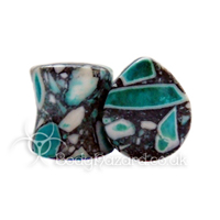 Blue Crazy Paving Agate Stone Teardrop Double Flared Plug Blue Crazy Paving Agate Stone Teardrop Double Flared Plug