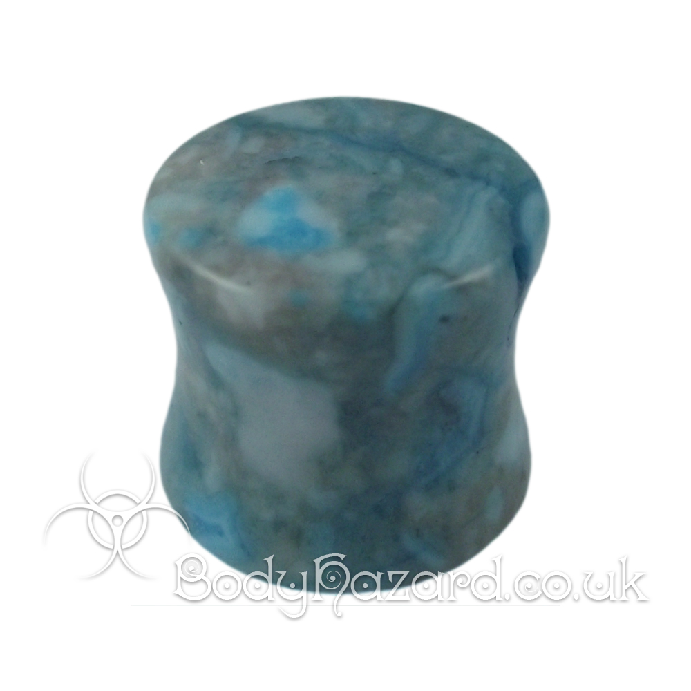 Blue Crazy Lace Agate Stone Double Flared Ear Plug Blue Crazy Lace Agate Stone Double Flared Ear Plug
