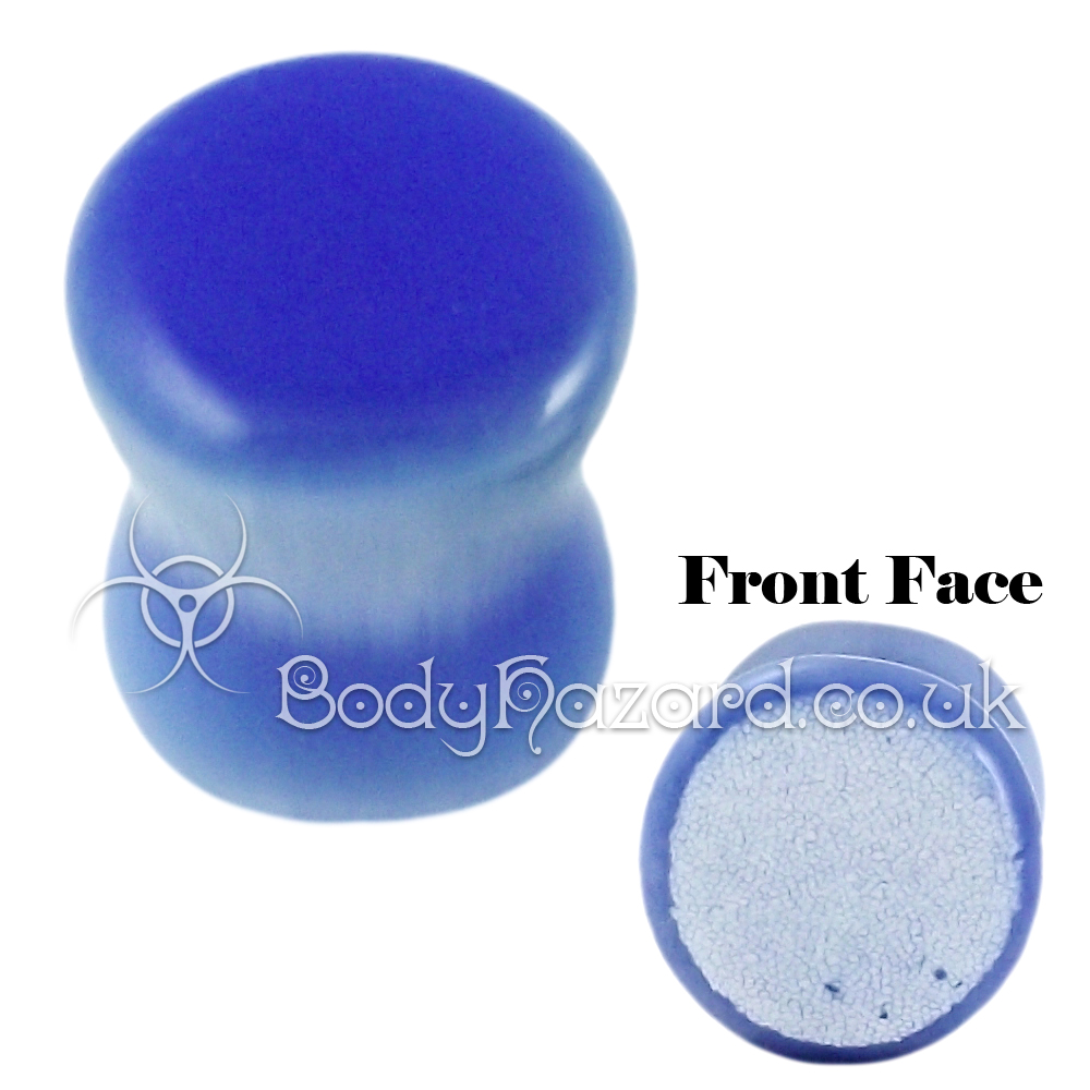 Light Blue Cat's Eye Glass Double Flared Plug Light Blue Cat's Eye Glass Double Flared Plug