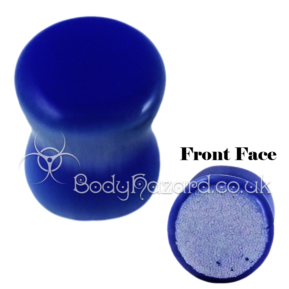 Dark Blue Cat's Eye Glass Double Flared Plug Dark Blue Cat's Eye Glass Double Flared Plug