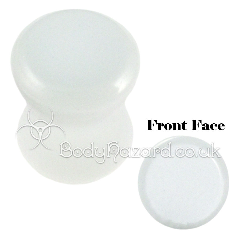 White Cat's Eye Glass Double Flared Plug White Cat's Eye Glass Double Flared Plug