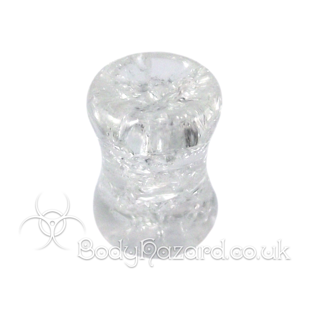 Clear Quartz Concave Stone Double Flared Ear Plug Clear Quartz Concave Stone Double Flared Ear Plug