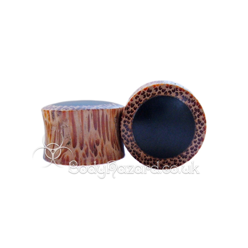 Coconut Wood with Black Wood Inlay Double Flared Plugs Coconut Wood with Black Wood Inlay Double Flared Plugs