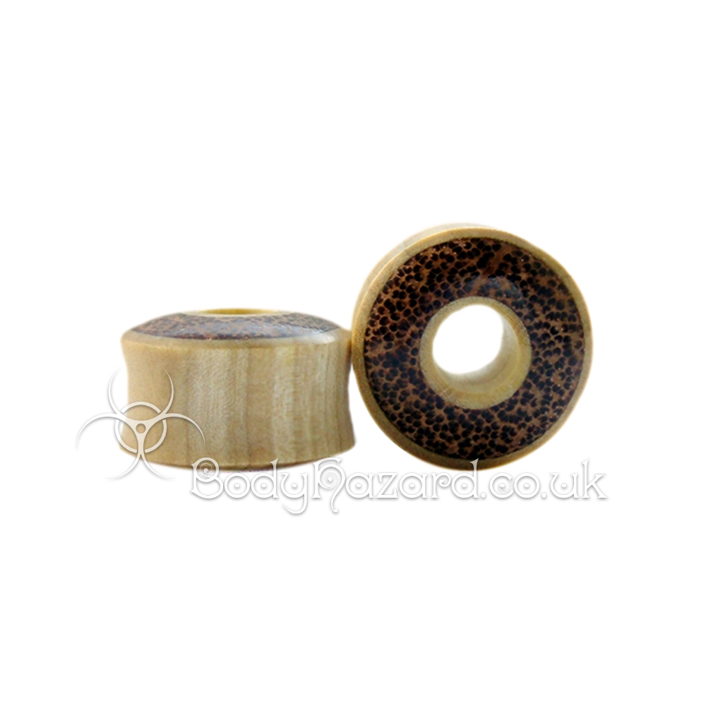 Crocodile Wood with Coconut Wood Inlay Double Flared Tunnels Crocodile Wood with Coconut Wood Inlay Double Flared Tunnels
