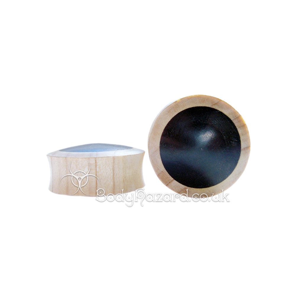 Crocodile Wood with Black Wood Inlay Double Flared Plugs Crocodile Wood with Black Wood Inlay Double Flared Plugs