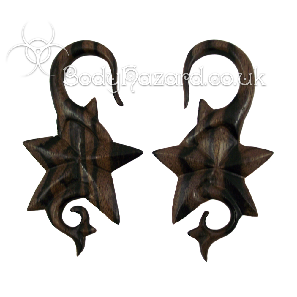 Ebony Wood Star Hooks Pair Ebony Wood Star Hooks Pair