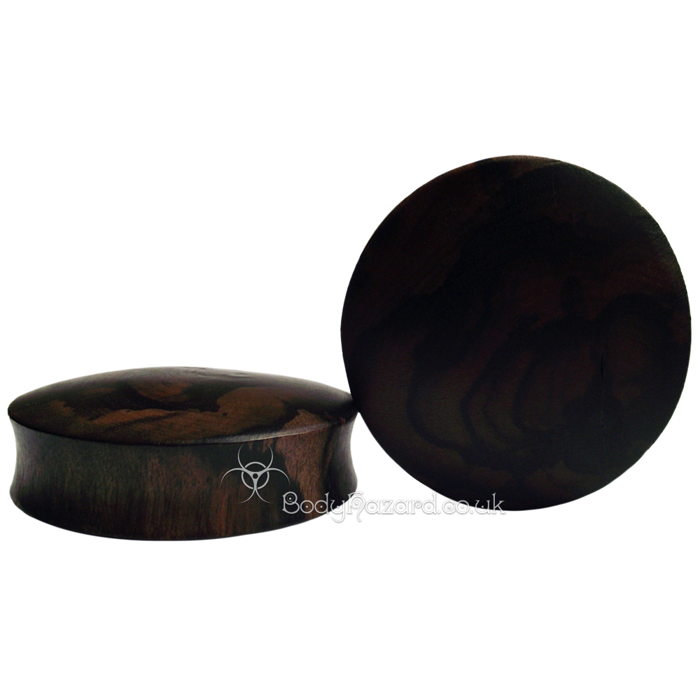 Large Gauge Ebony Wood Double Flared Plugs Large Gauge Ebony Wood Double Flared Plugs