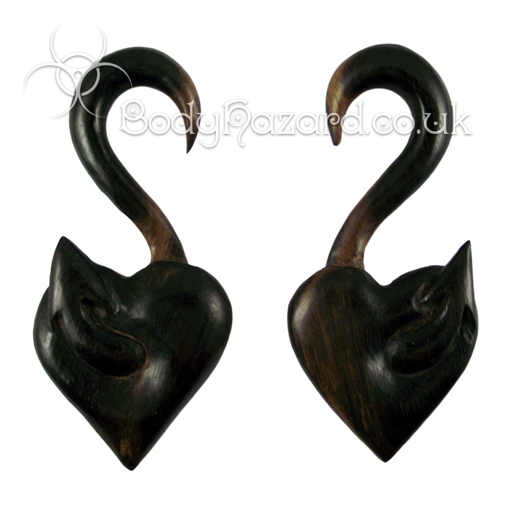 Ebony Wood Heart Hooks Pair Ebony Wood Heart Hooks Pair