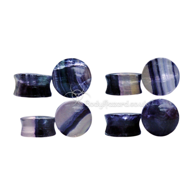 Fluorite Stone Double Flared Ear Plug Fluorite Stone Double Flared Ear Plug
