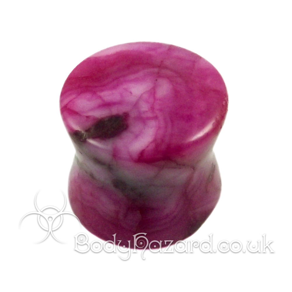 Fuchsia Agate Stone Double Flared Ear Plug Fuchsia Agate Stone Double Flared Ear Plug