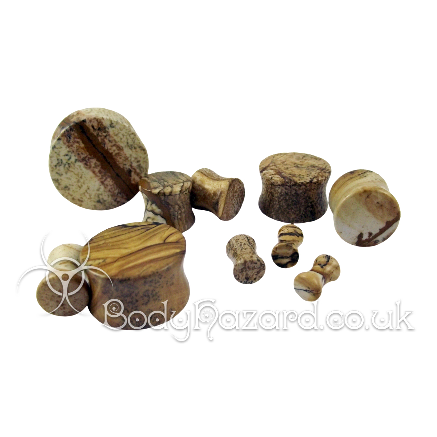 Picasso Landscape Jasper Stone Double Flared Plug Picasso Landscape Jasper Stone Double Flared Plug