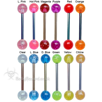 Glitter Acrylic Tongue Bars Surgical Steel Barbells Glitter Acrylic Tongue Bars Surgical Steel Barbells