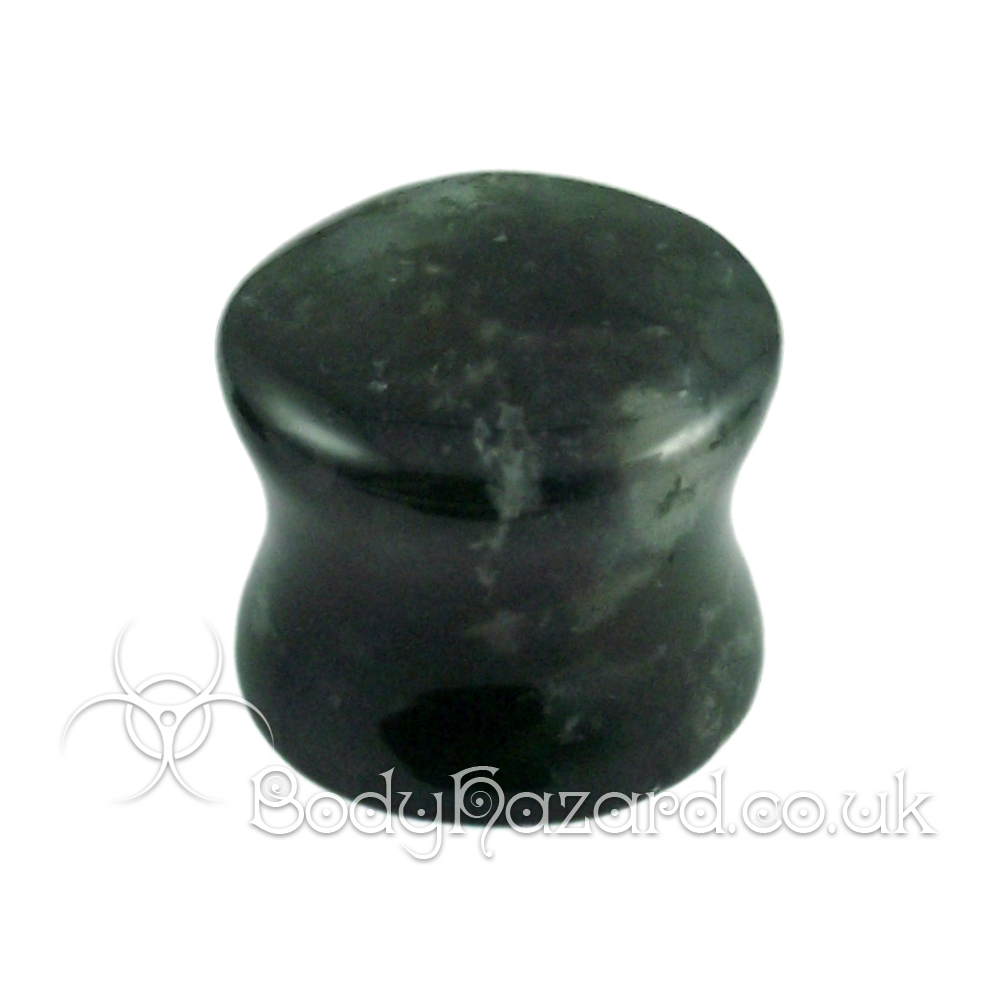 Green Moss Agate Stone Double Flared Ear Plug Green Moss Agate Stone Double Flared Ear Plug