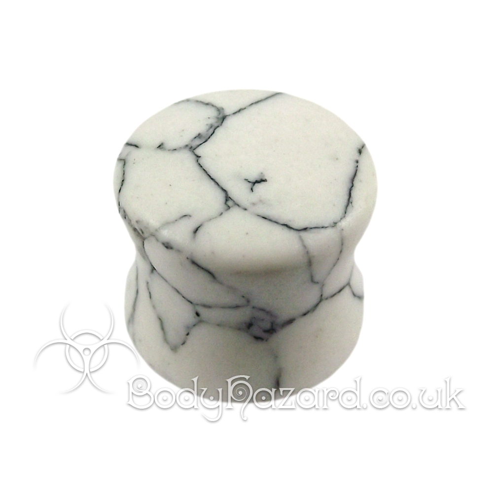 White Howlite Stone Double Flared Ear Plug White Howlite Stone Double Flared Ear Plug