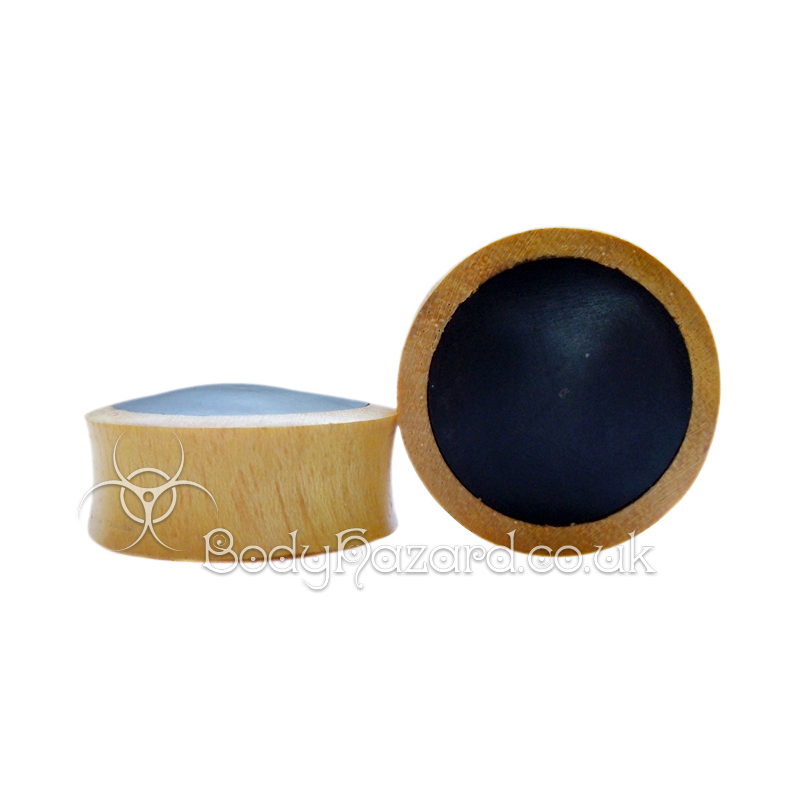 Jackfruit Wood with Black Wood Inlay Double Flared Saddle Plugs Jackfruit Wood with Black Wood Inlay Double Flared Saddle Plugs