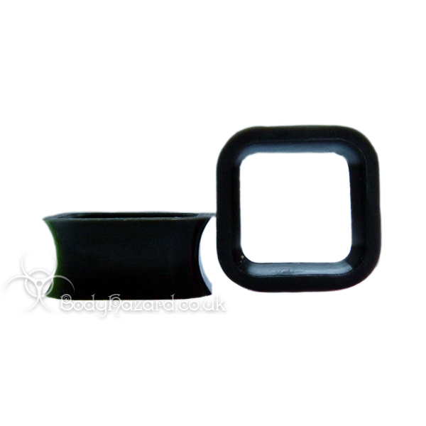 Black Square Silicone Eyelet Cube Shape Tunnel - Click Image to Close