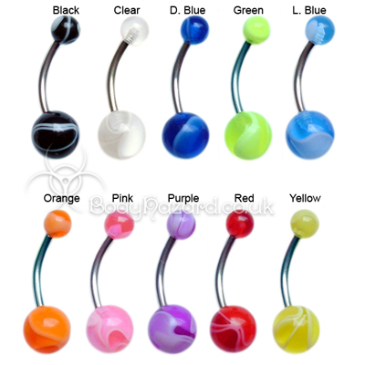 Marble Acrylic Belly Bars Surgical Steel Barbells