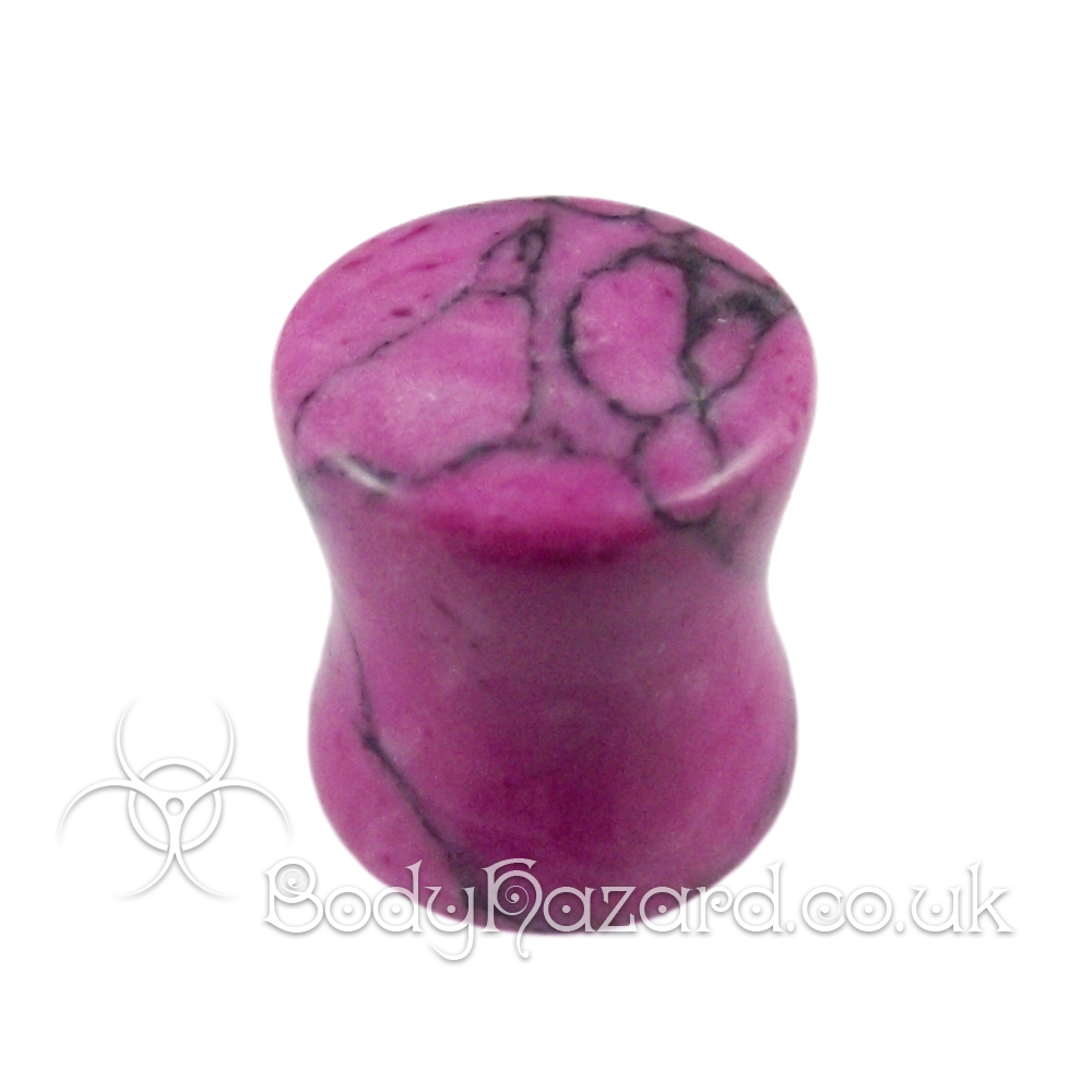 Pink Howlite Stone Double Flared Ear Plug Pink Howlite Stone Double Flared Ear Plug