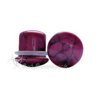 Pink Howlite Stone Single Flared Ear Plug Pink Howlite Stone Single Flared Ear Plug