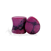 Pink Howlite Stone Teardrop Double Flared Plug Pink Howlite Stone Teardrop Double Flared Plug