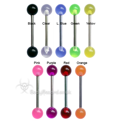 UV Acrylic Tongue Bars Surgical Steel Barbell UV Acrylic Tongue Bars Surgical Steel Barbell