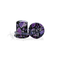 Purple Crazy Paving Agate Stone Single Flared Ear Plug Purple Crazy Paving Agate Stone Single Flared Ear Plug