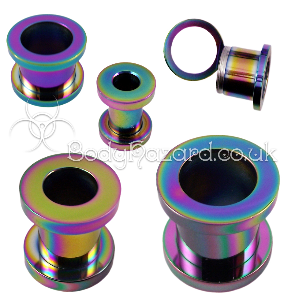 Rainbow Anodized Surgical Steel Screw Tunnel Rainbow Anodized Surgical Steel Screw Tunnel