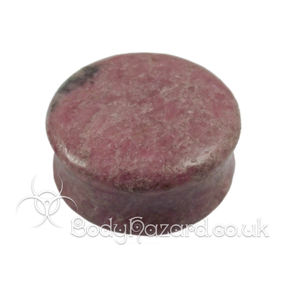 Pink Rhodonite Stone Double Flared Ear Plug Pink Rhodonite Stone Double Flared Ear Plug