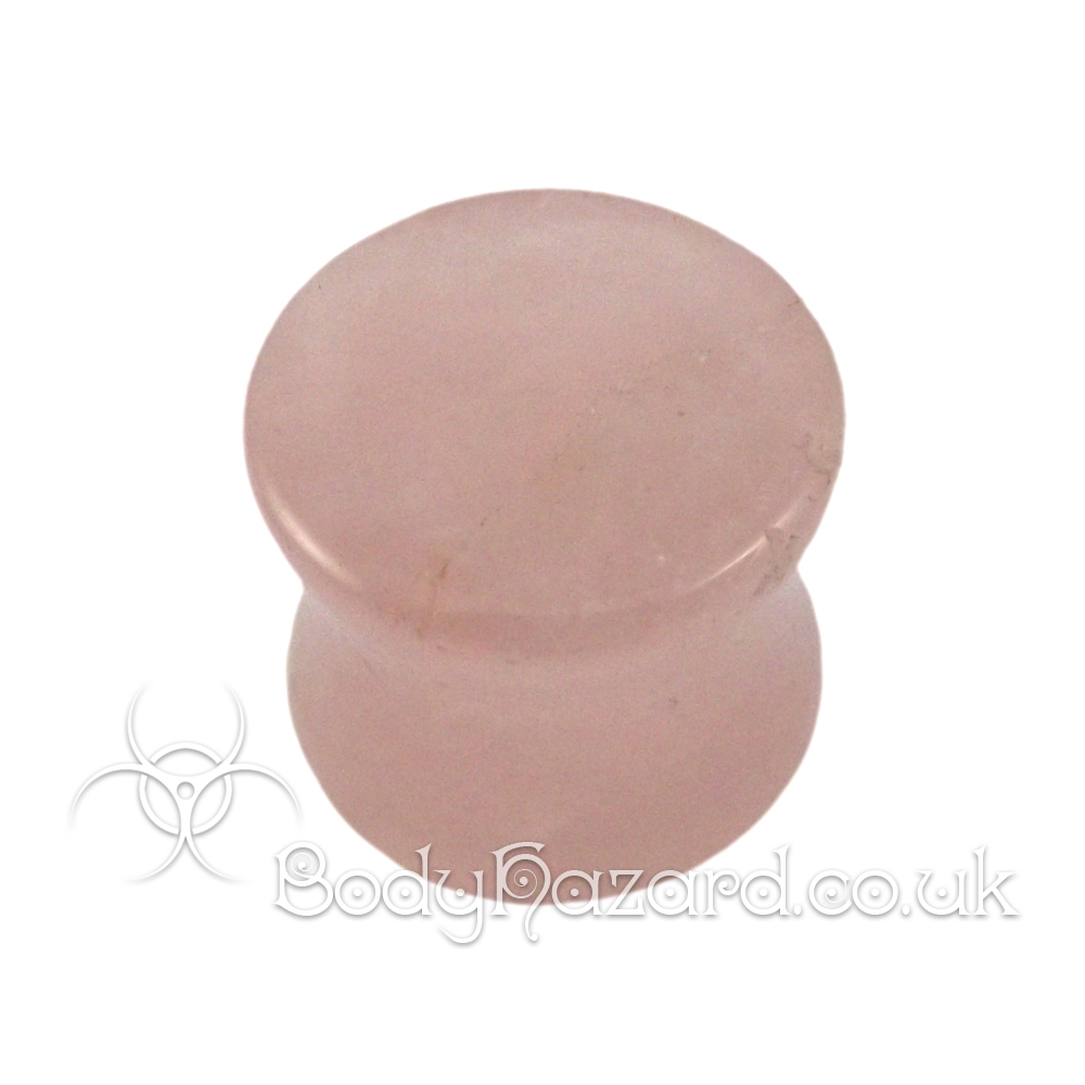 Rose Quartz Stone Double Flared Ear Plug Rose Quartz Stone Double Flared Ear Plug