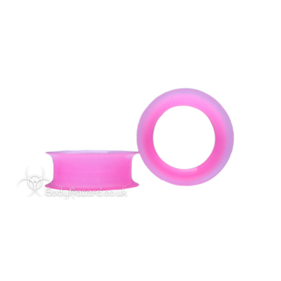 Pink Silicone Eyelet Round Shape Tunnel Earskin Pink Silicone Eyelet Round Shape Tunnel Earskin