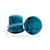 Turquoise Howlite Stone Single Flared Ear Plug Turquoise Howlite Stone Single Flared Ear Plug